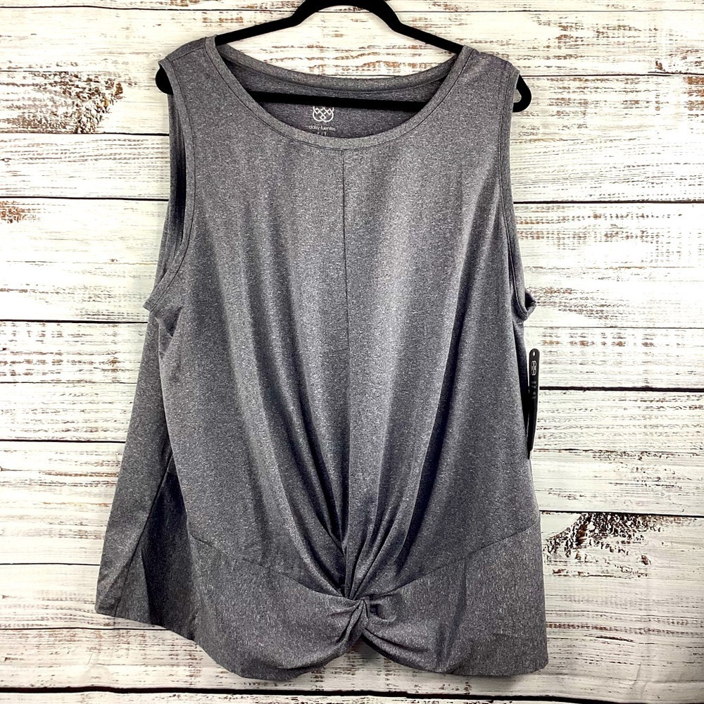 DAISY FUENTES PLUS SIZE 3X FIT TOP GRAY SLEEVELESS‎ BLOUSE ATHLETIC EXERCISE